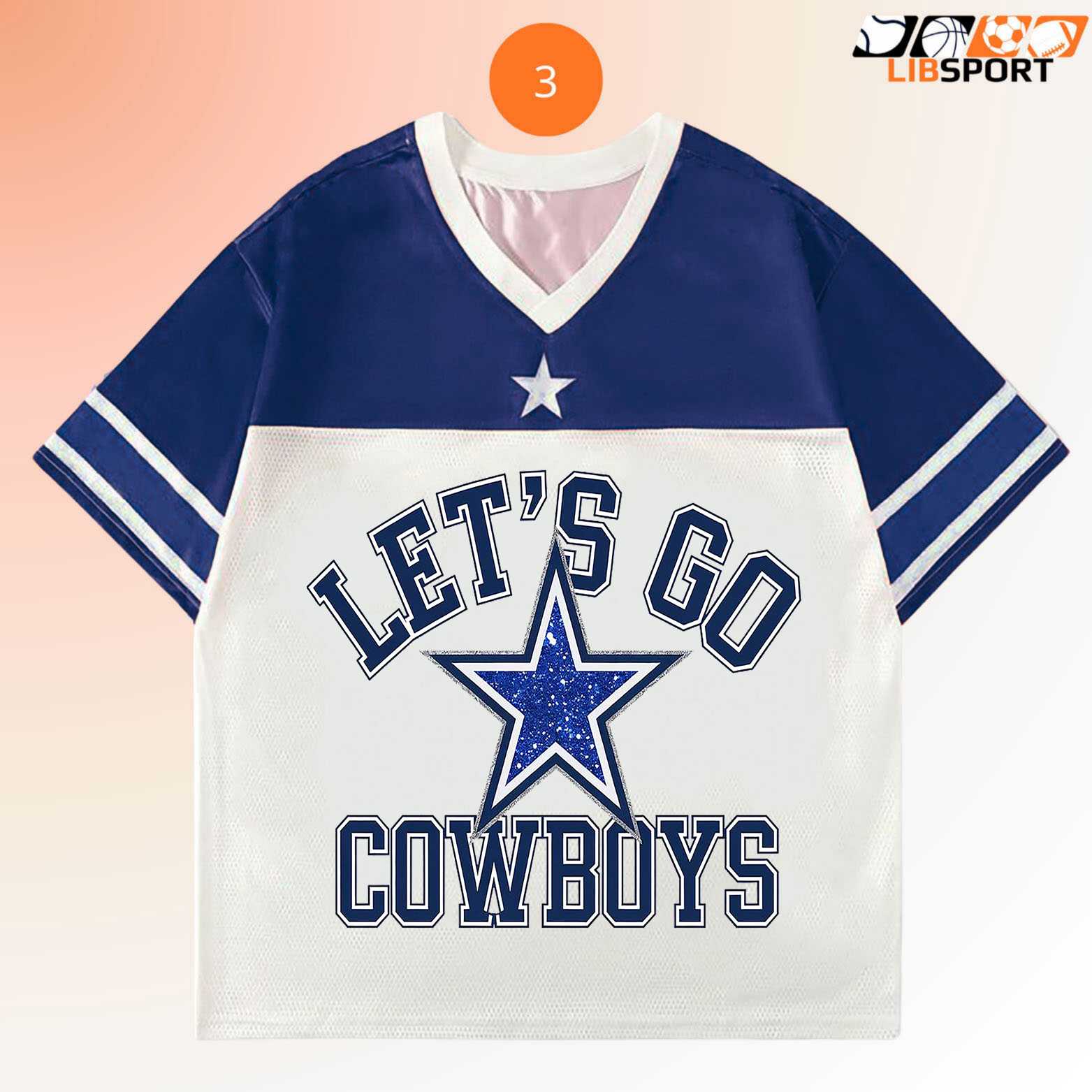 Dallas Cowboys Glitter Star Jersey, Lets Go Cowboys Tee, Unisex Nfl Fanwear Shirt